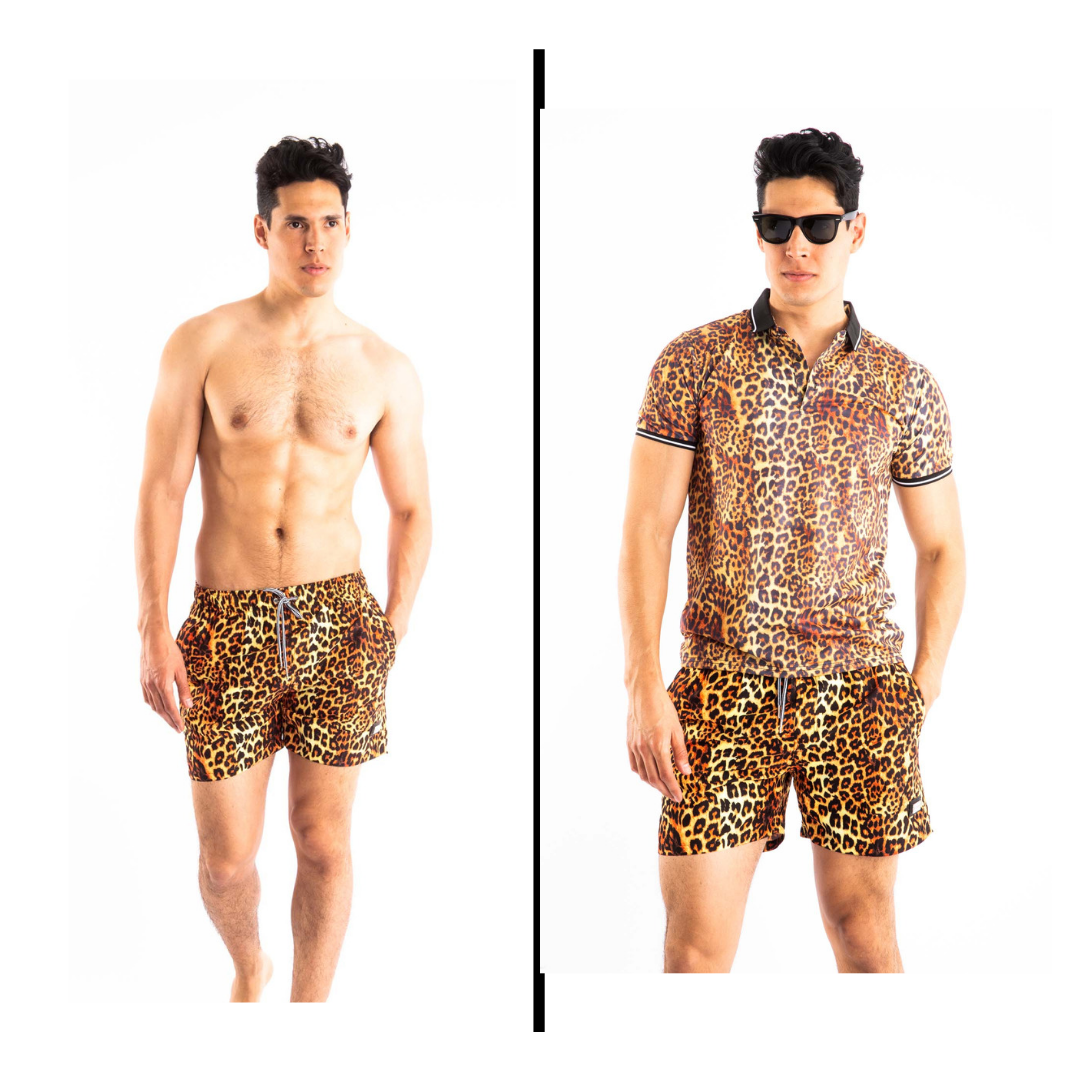 leopard printed shorts for men