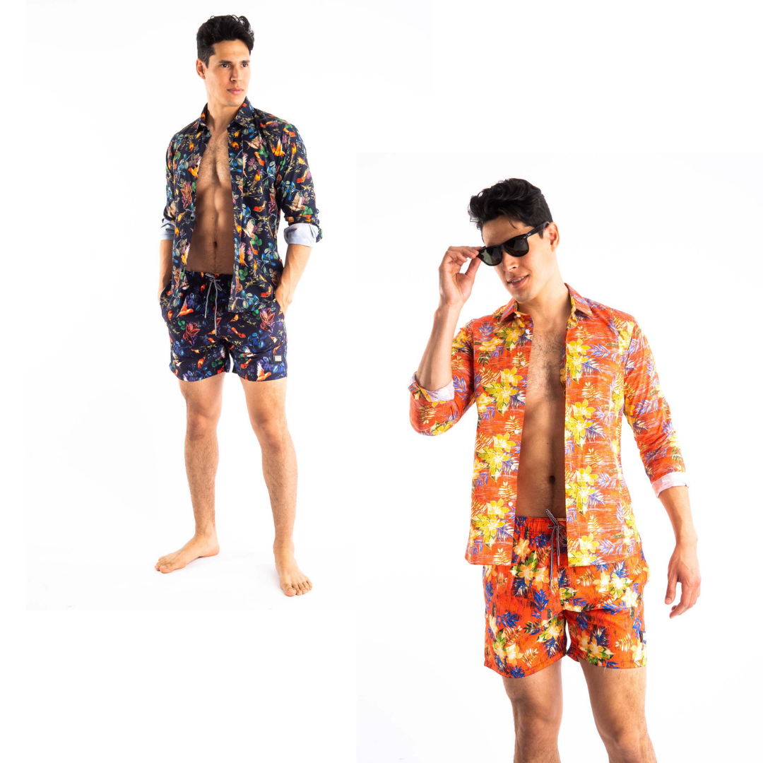 printed shirt and shorts for men