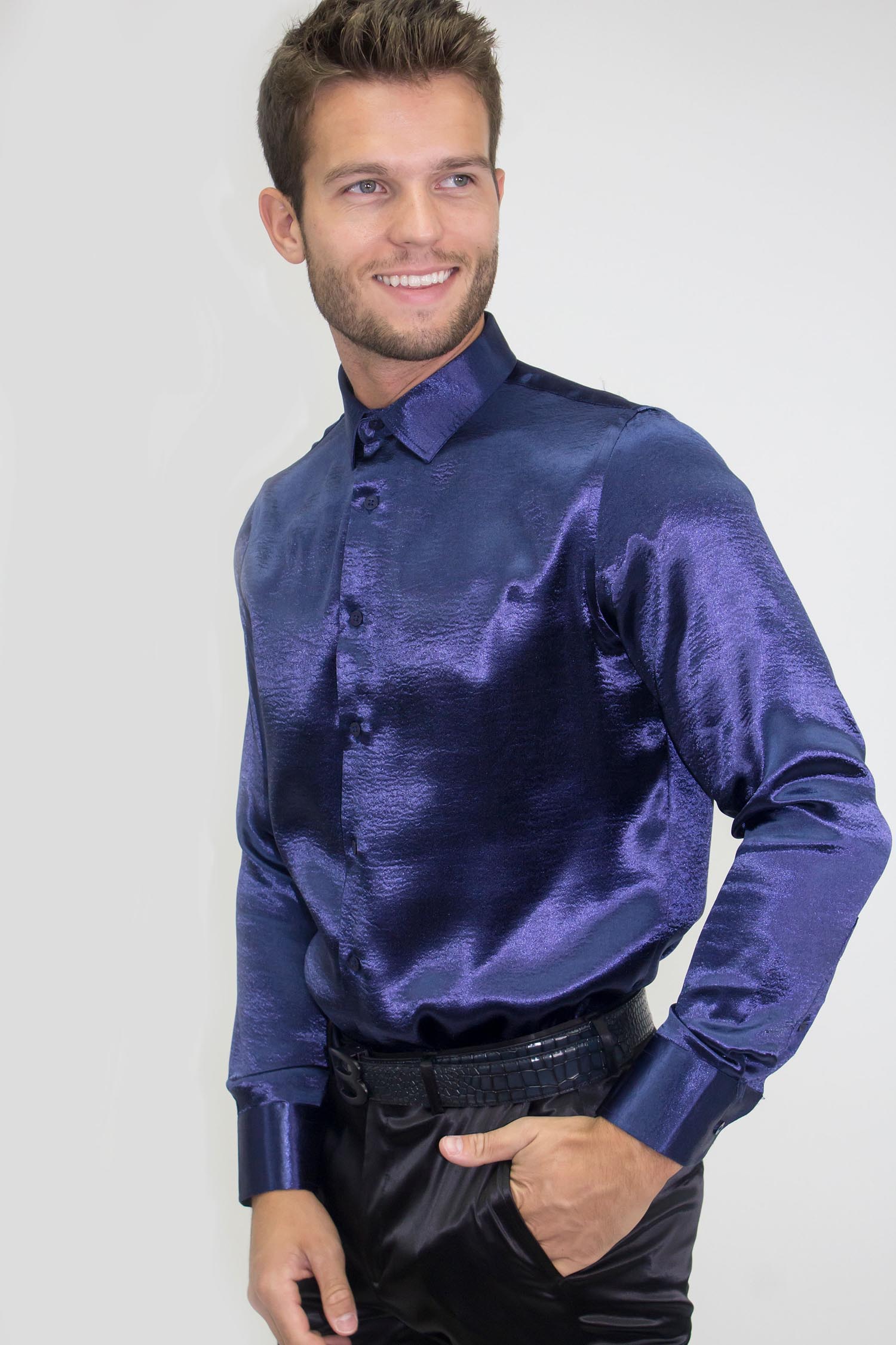 Refined blue mens partywear