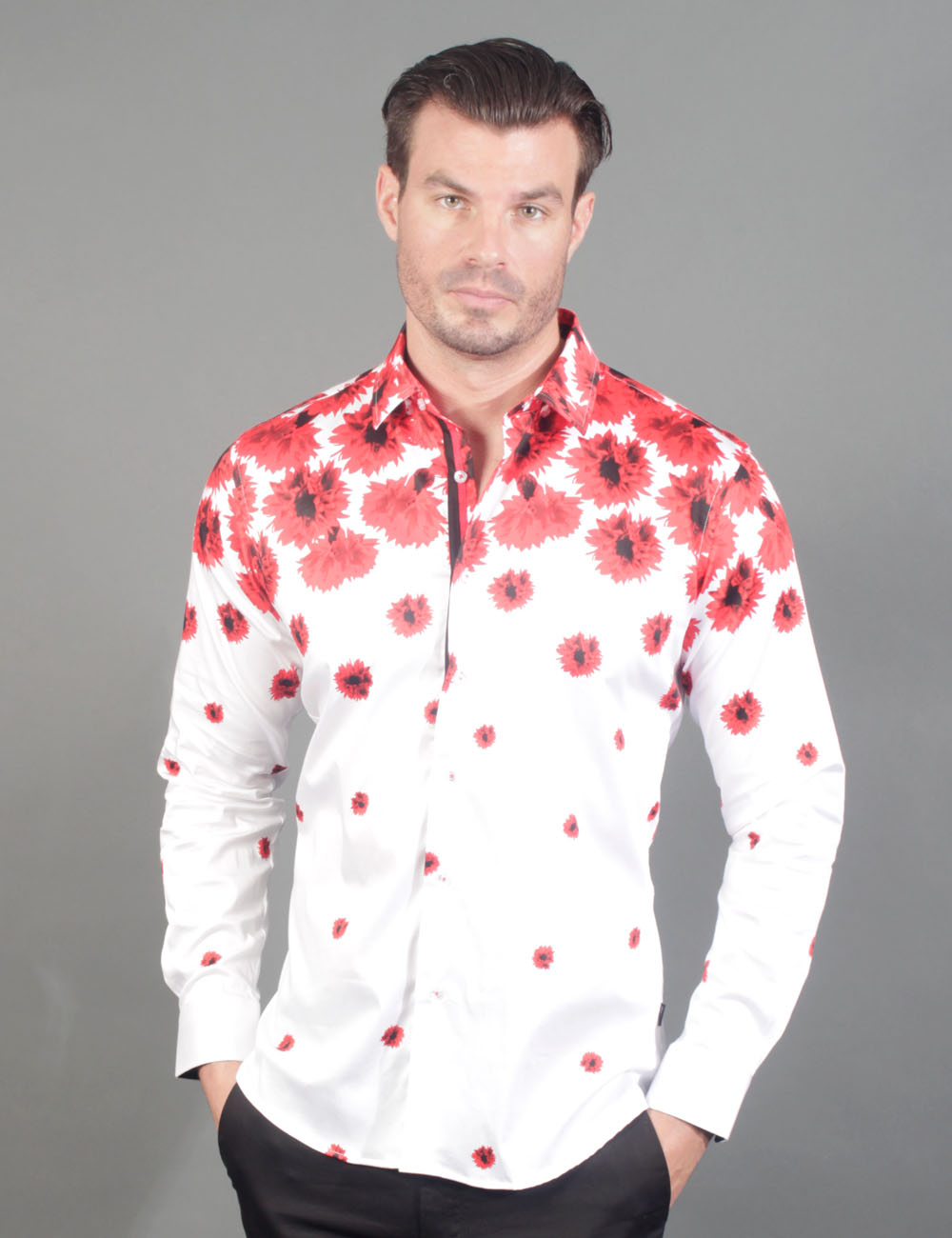 chemise blanche à fleurs pour homme