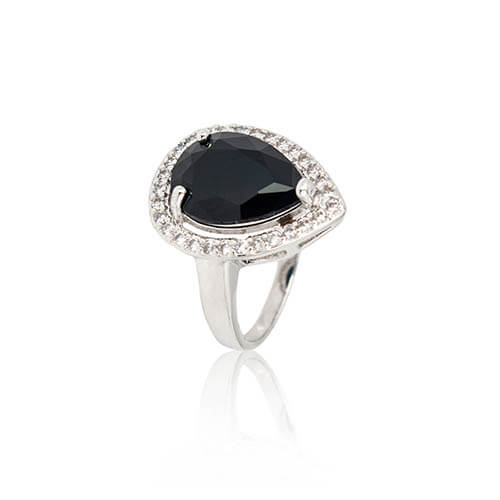 Black Pear Diamond Ring