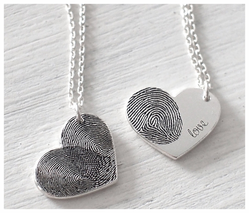 Silver Baby Fingerprint Pendant Necklace for a New Mom