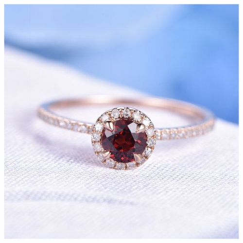 Affordable Deep Red Garnet Wedding Ring