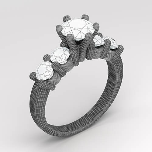 3D CAD Model of a Diamond Engagement Ring