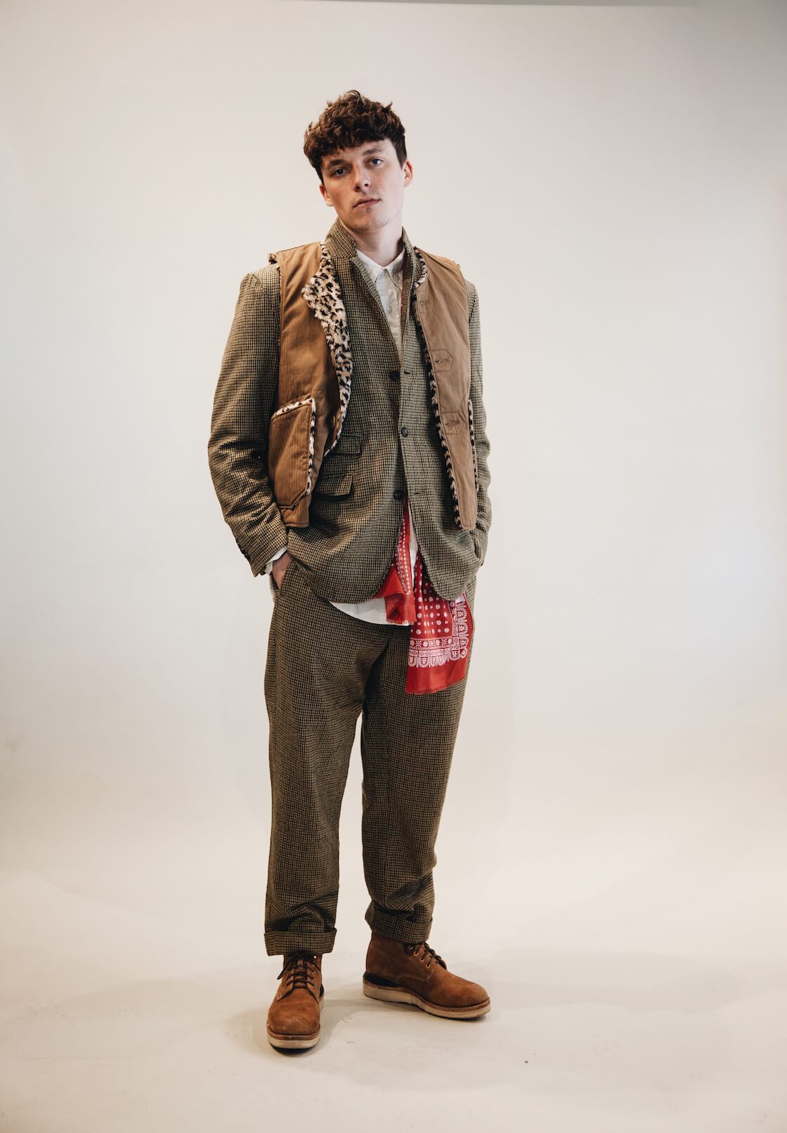 engineered garments andover jacket and pants, and over vest on body