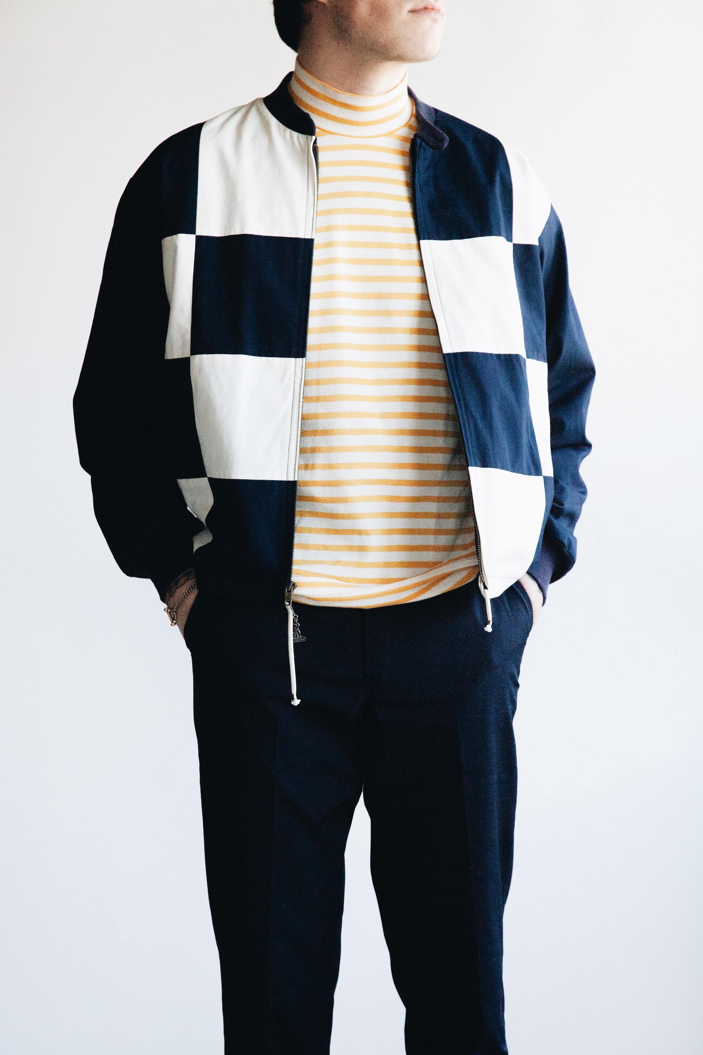 mighty mac boat jacket, anatomica ss mock neck tee, anatomica trim fit pant on body