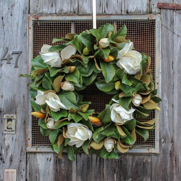 Classic Real Touch White Magnolia Wreath 30"