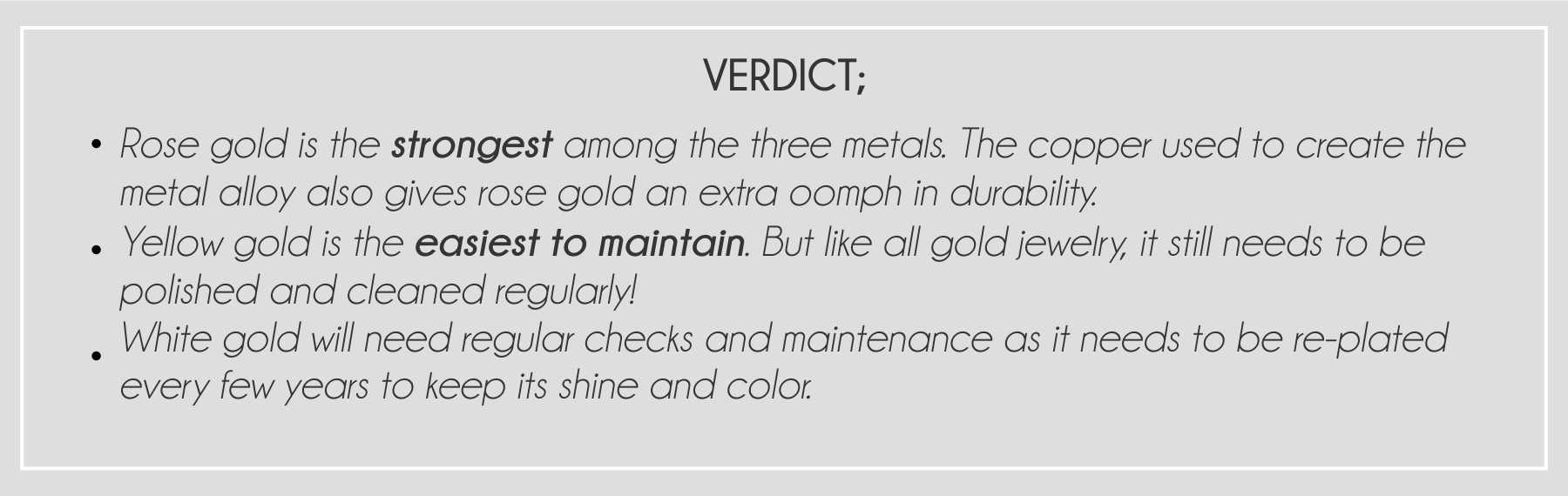 Rose Gold vs. White Gold vs. Yellow Gold