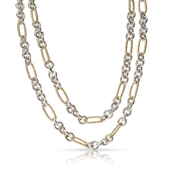 David Yurman Figaro Necklace in Sterling Silver & 18K Yellow Gold