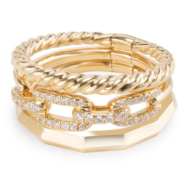 David Yurman Stax Ring in 18KT Yellow Gold 0.15 CTW