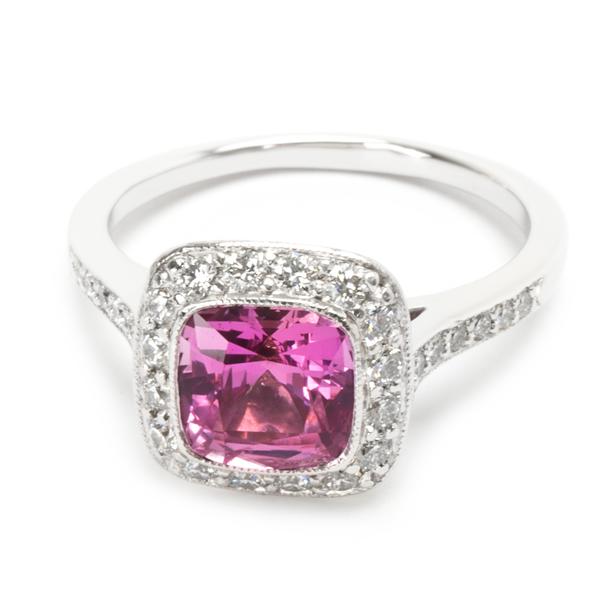 Tiffany & Co. Legacy Pink Sapphire & Diamond Ring in Platinum 0.54 CTW