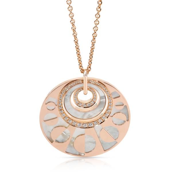 Bulgari Intarsio Mother Of Pearl & Diamond Necklace in 18K Rose Gold 1.5 CTW