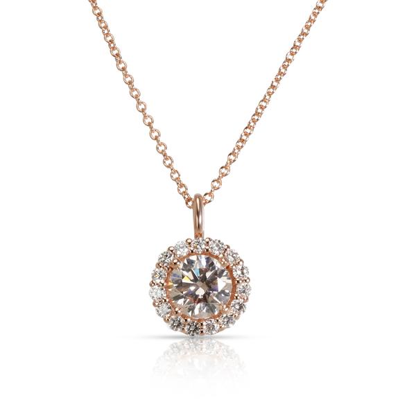GIA Certified Light Pink Diamond Halo Pendant in 14K White Gold SI1 1.42 CTW
