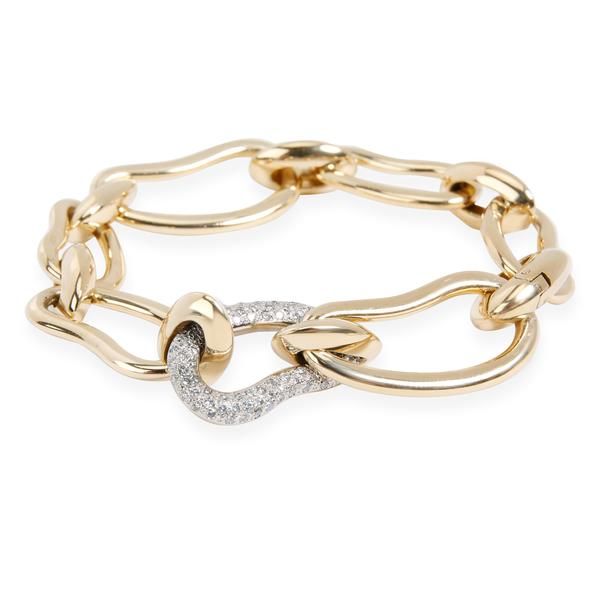 Pomellato Paisley Diamond Link Bracelet in 18K 2 Tone Gold 0.75 CTW