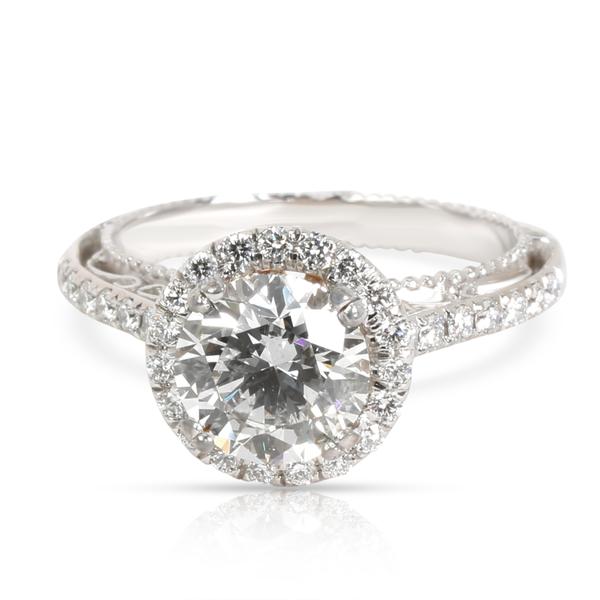 Verragio Halo Diamond Engagement Ring in 18K 2 Tone Gold GIA I SI1 2.1 CTW