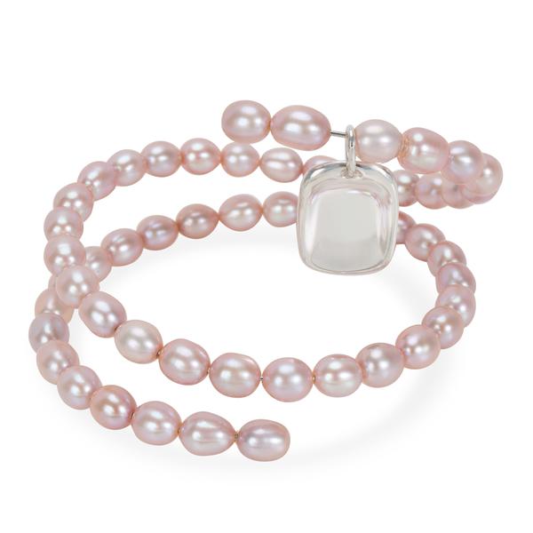Tiffany & Co. Elsa Peretti Spiral Pink Pearl Bracelet in Sterling Silver