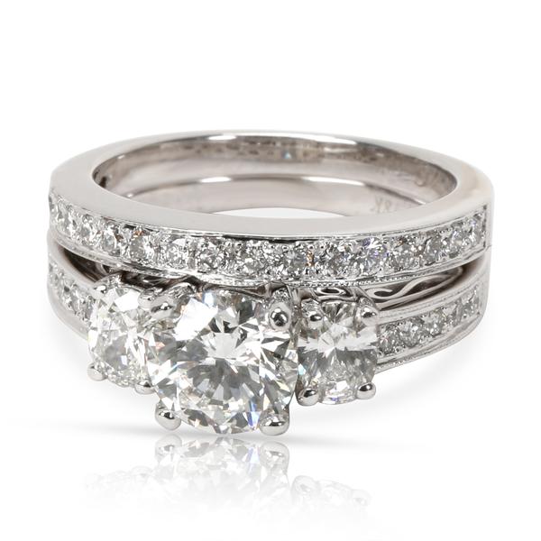 Simon G Diamond Diamond Wedding Set in 18K White Gold G SI1 1.87 CTW