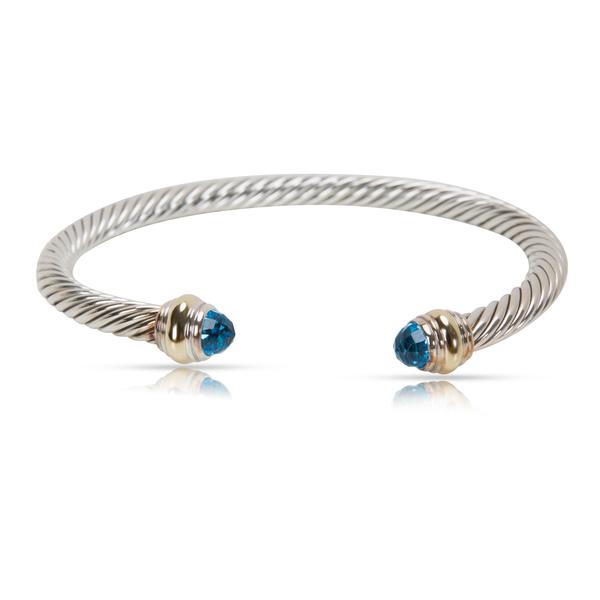 David Yurman Cable Blue Topaz Bracelet in Sterling Silver & 14K Yellow Gold