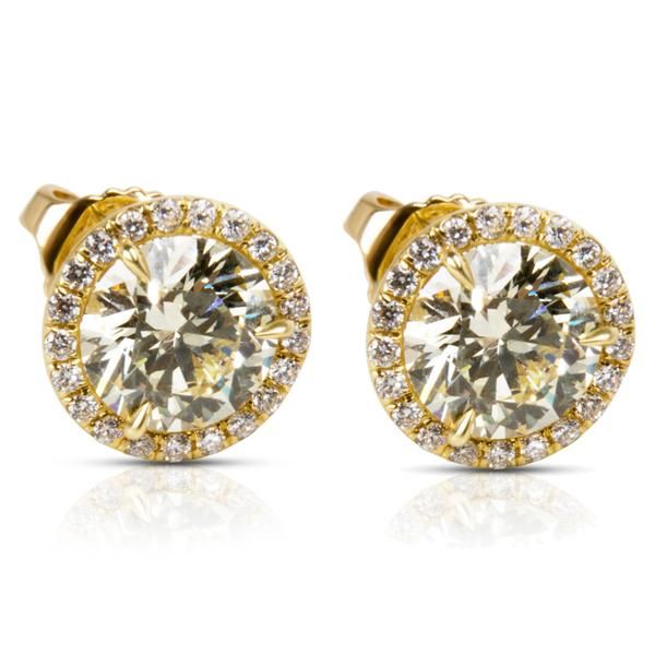 BRAND NEW Diamond Halo Studs in 18k Yellow Gold (2.27 CTW)