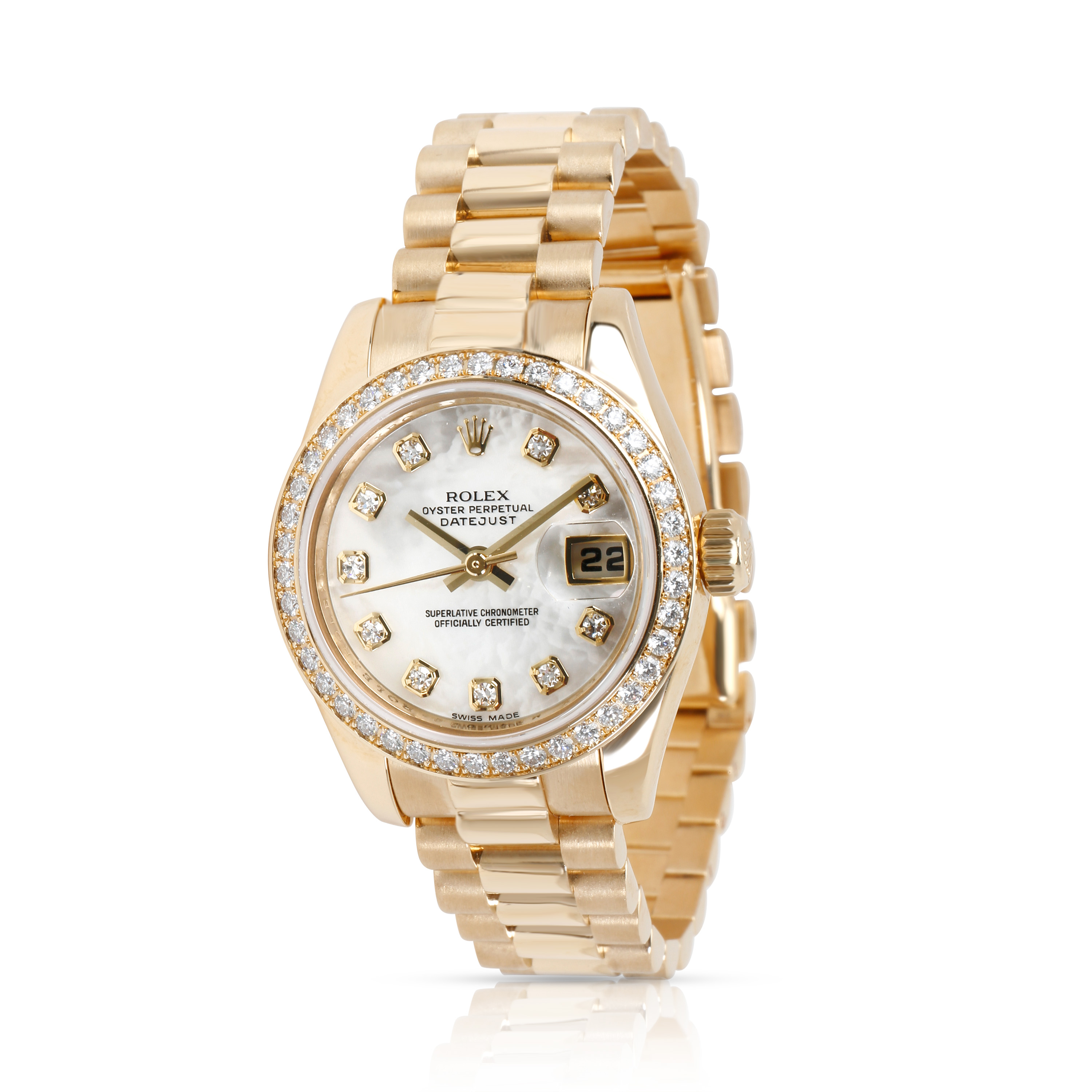 Rolex Datejust Women's Watch in 18kt Yellow Gold with diamonds