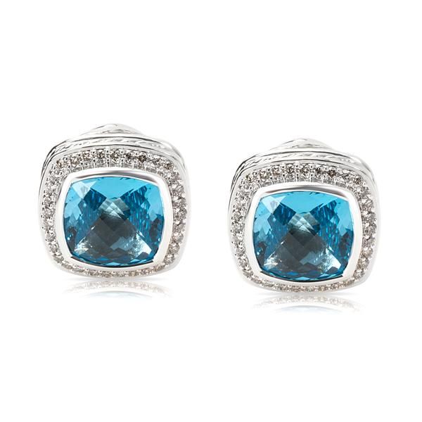 David Yurman Blue Topaz Albion Earrings in Sterling Silver