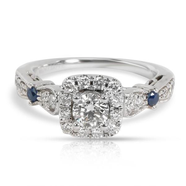 Vera Wang Love Collection Diamond & Blue Sapphire Vintage-Style Ring in 14K Gold