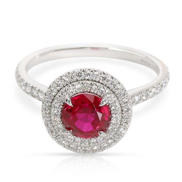 Tiffany & Co. Platinum Ruby Soleste Diamond Ring (0.36 cts)