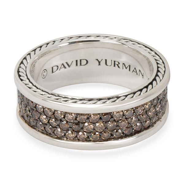 David Yurman Streamline Three Row Cognac Diamond Men's Ring in Sterling Silver