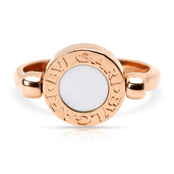 Bulgari Flip Ring with Mother-of-Pearl & Onyx in 18K Rose Gold