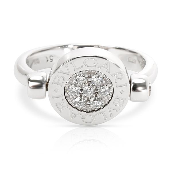 Bulgari Flip Diamond & Onyx Ring in 18KT White Gold 0.07 CTW