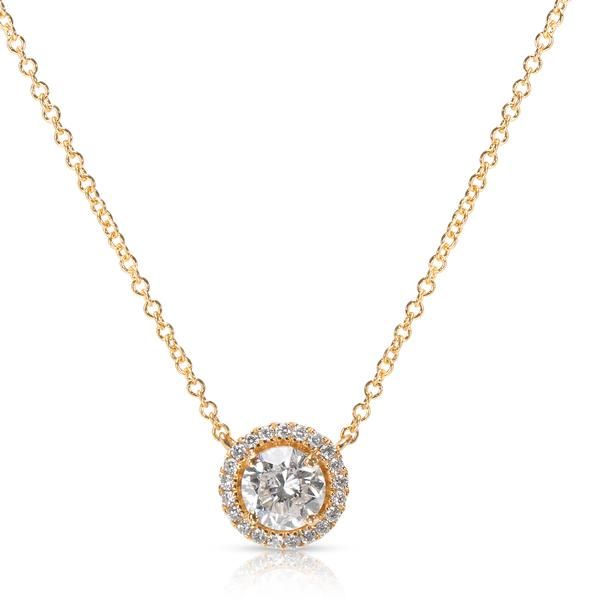 Diamond Halo Pendant in 18K Yellow Gold (0.85 CTW)
