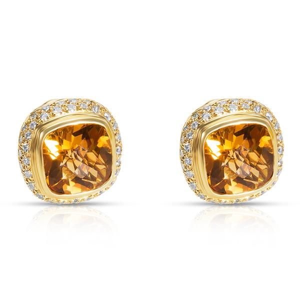 BRAND NEW Citrine Earrings in 18K Yellow Gold with Diamonds (1.30 CTW)
