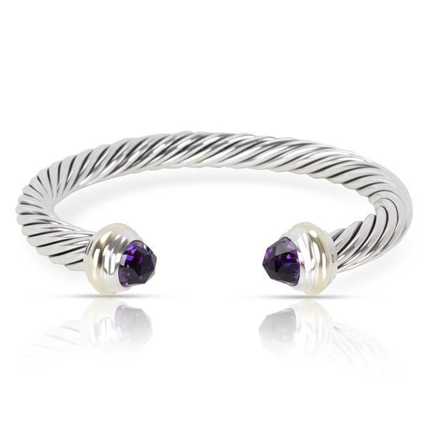 David Yurman Cable Amethyst Bangle in 14K Yellow Gold/Sterling Silver