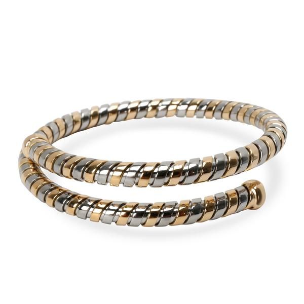 Bulgari Twist Bangle in 18K 2 Tone White & Yellow Gold