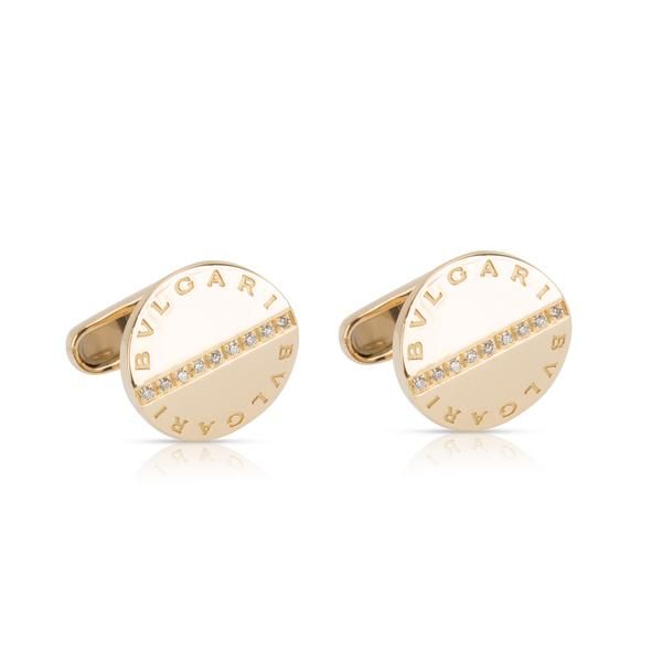 Bulgari Diamond Cufflinks in 18K Yellow Gold (0.16 CTW)