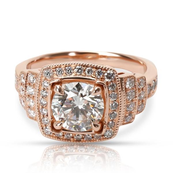 James Allen Halo Diamond Engagement Ring in14K Rose Gold GIA F VVS2 1.25 CT