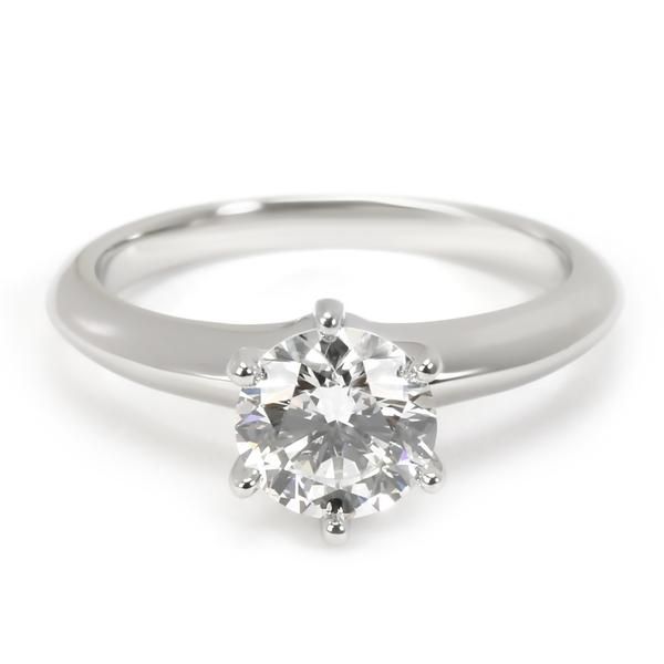 Tiffany & Co. Solitaire Diamond Engagement Ring in Platinum H VS1 1.02 CTW