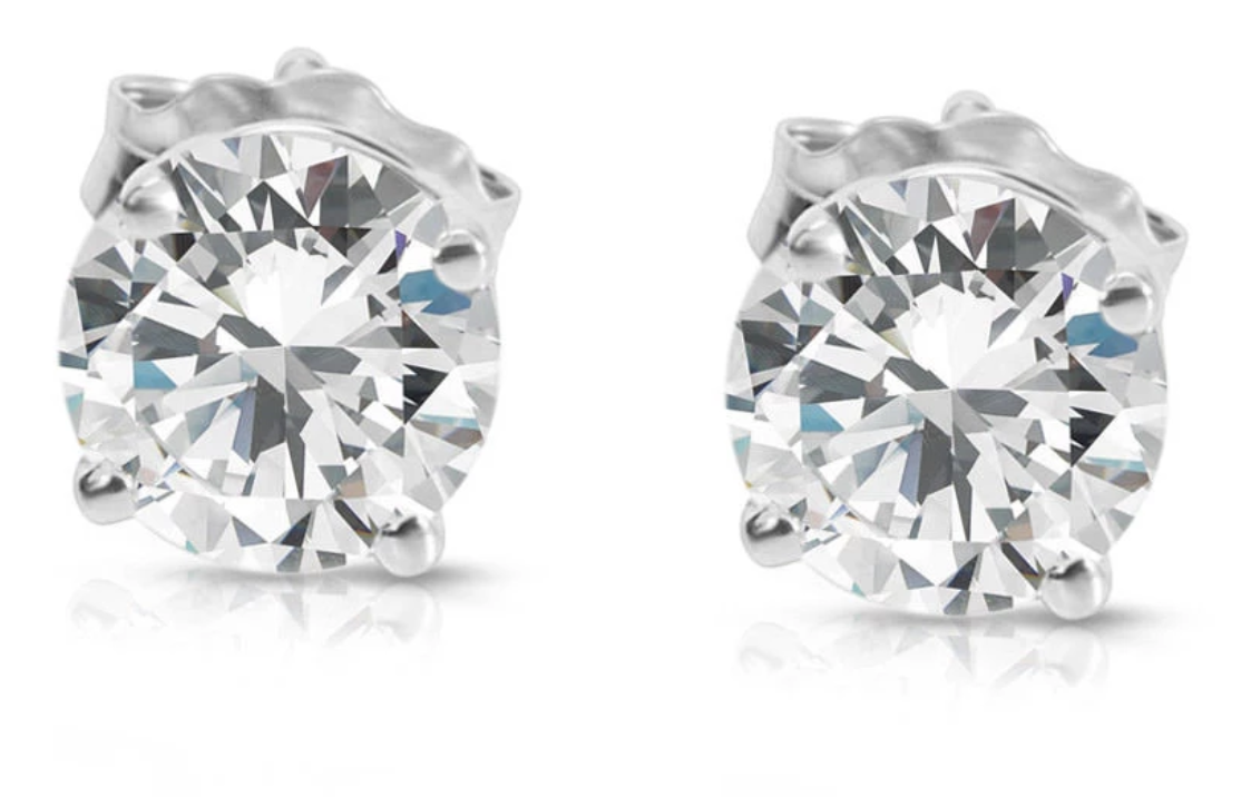 GIA Certified Diamond Stud Earrings in 14K White Gold 2.06CTW G I1