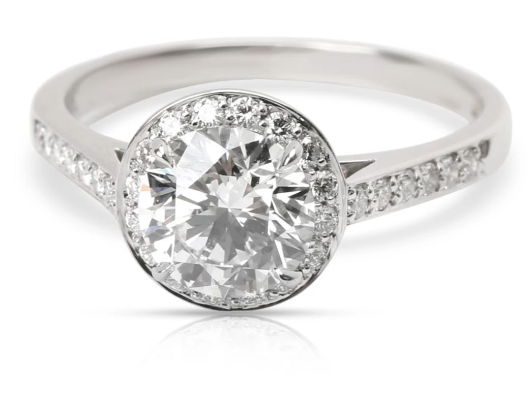 Tiffany & Co. Diamond Halo Engagement Ring in Platinum (1.30 ct H/VVS1)