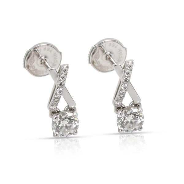 DeBeers Promise Diamond Stud Earring in 18K White Gold 0.68 CTW