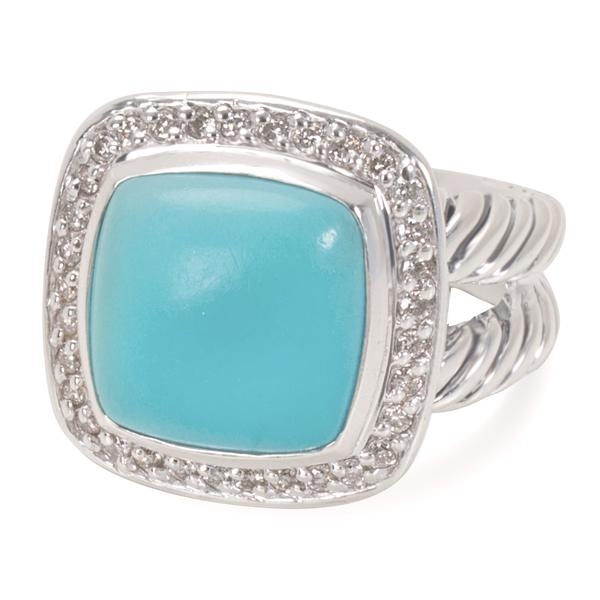 David Yurman Turquoise & Diamond Albion Ring in Sterling Silver