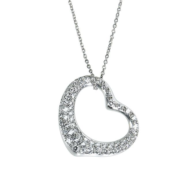 Tiffany & Co Elsa Peretti Diamond Heart Necklace in Platinum (2.00 CTW)