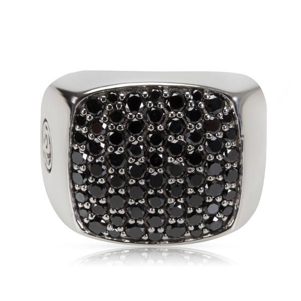 David Yurman Black Diamond Signet Ring in Sterling Silver