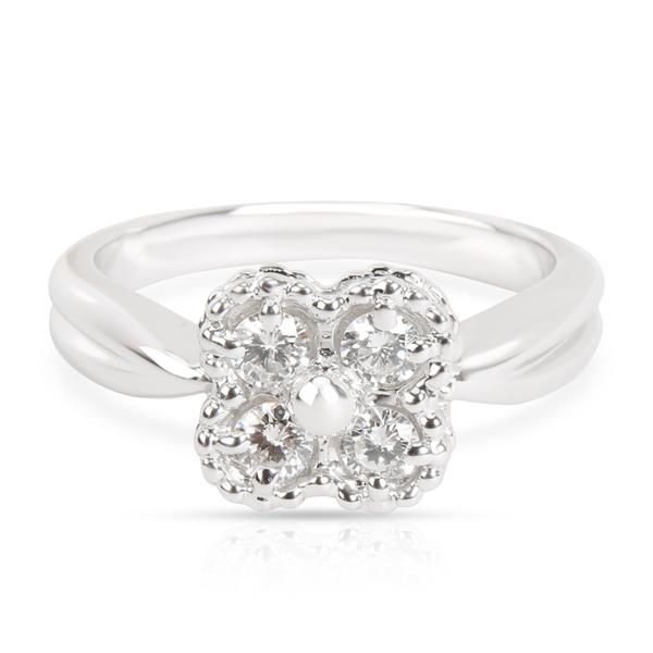 Van Cleef & Arpels Clover Perlee Diamond Ring in 18K White Gold 0.4 CTW