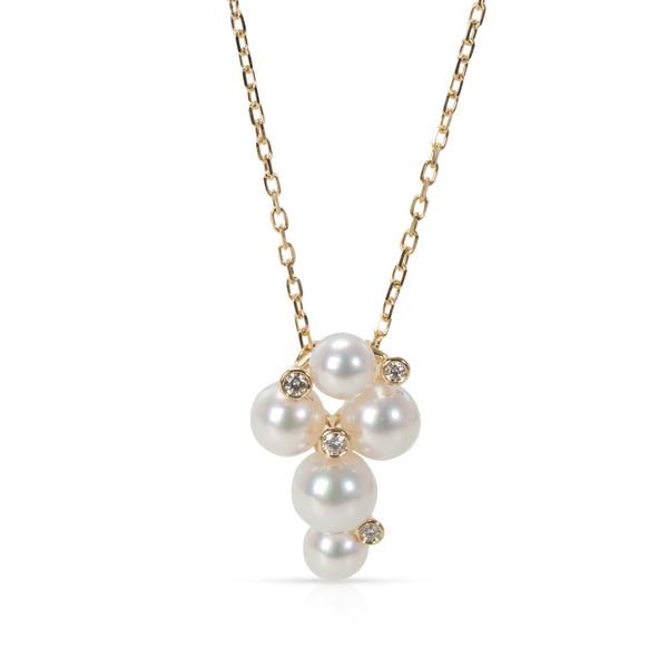 Mikimoto Pearl & Diamond Bubble Necklace in 18K Yellow Gold