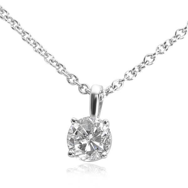 IGL Certified Diamond Pendant Necklace in 14K White Gold (0.64 CTW)