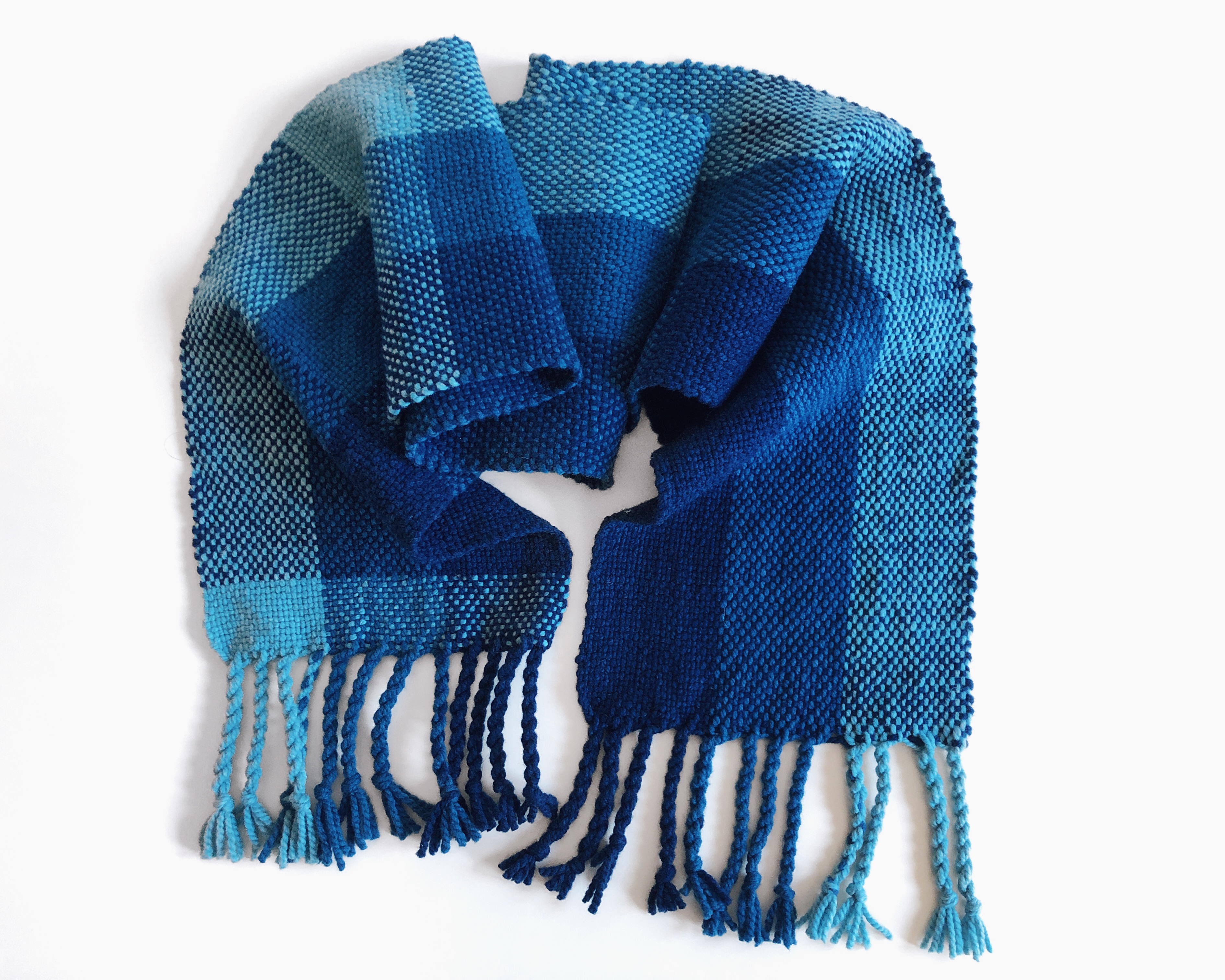 Blue scarf made in Morino Wool and Silk