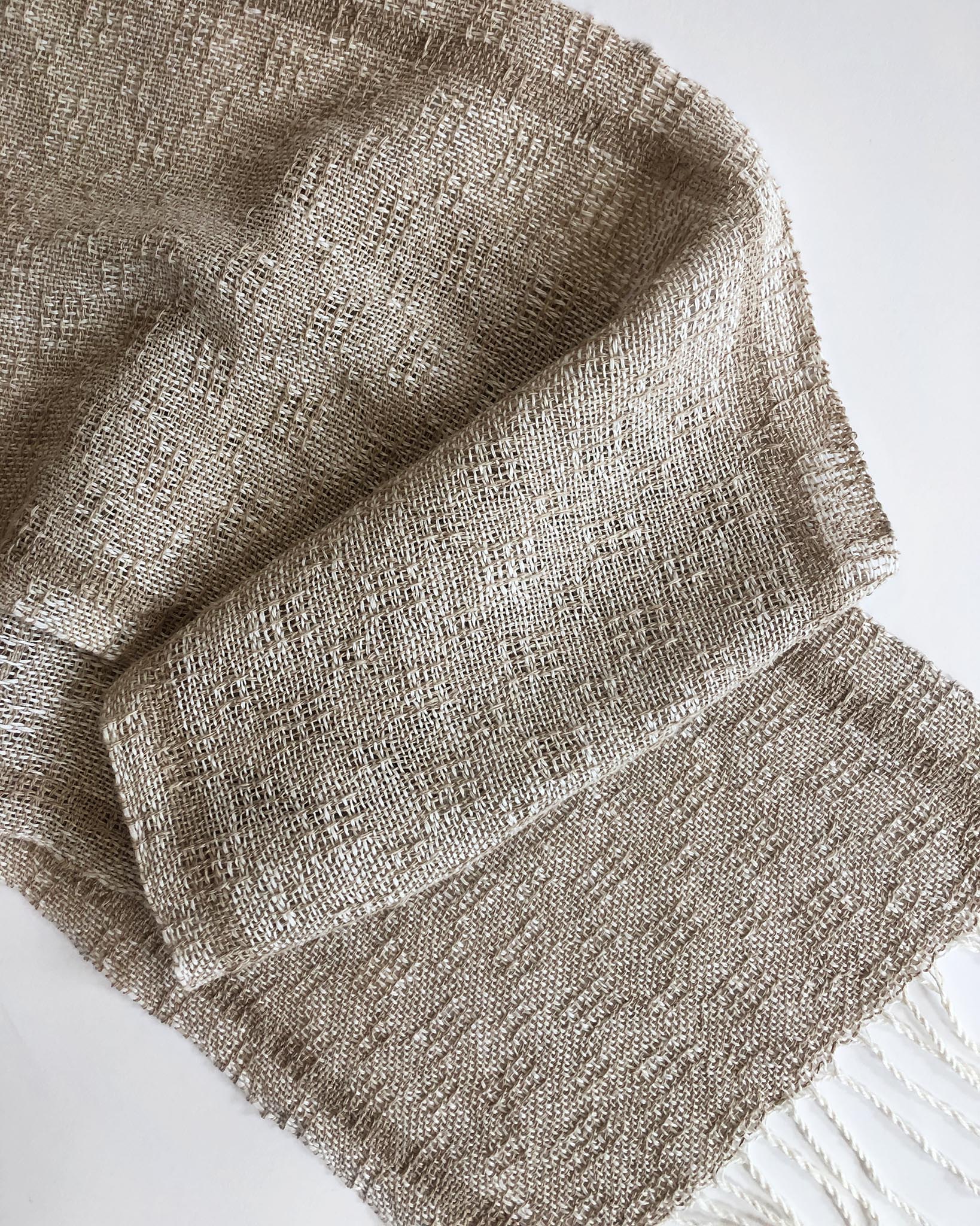 Handwoven Duet Cotton and Linen Lace Table Runner