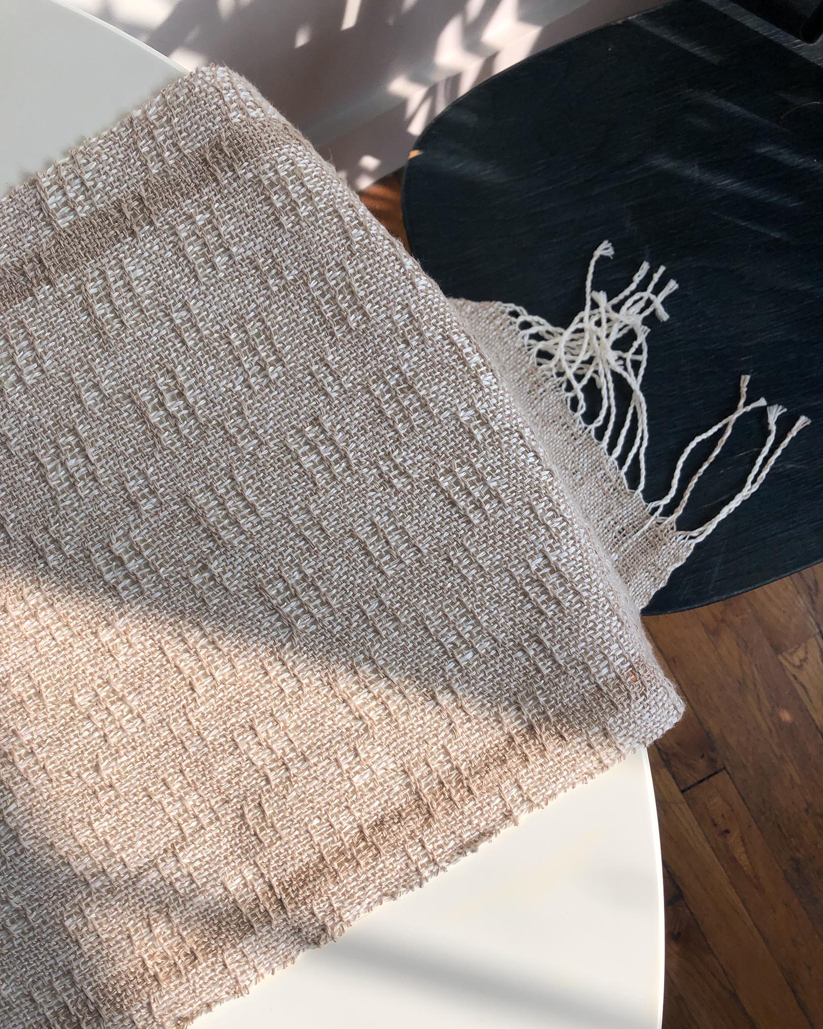 Handwoven Duet Cotton and Linen Lace Table Runner