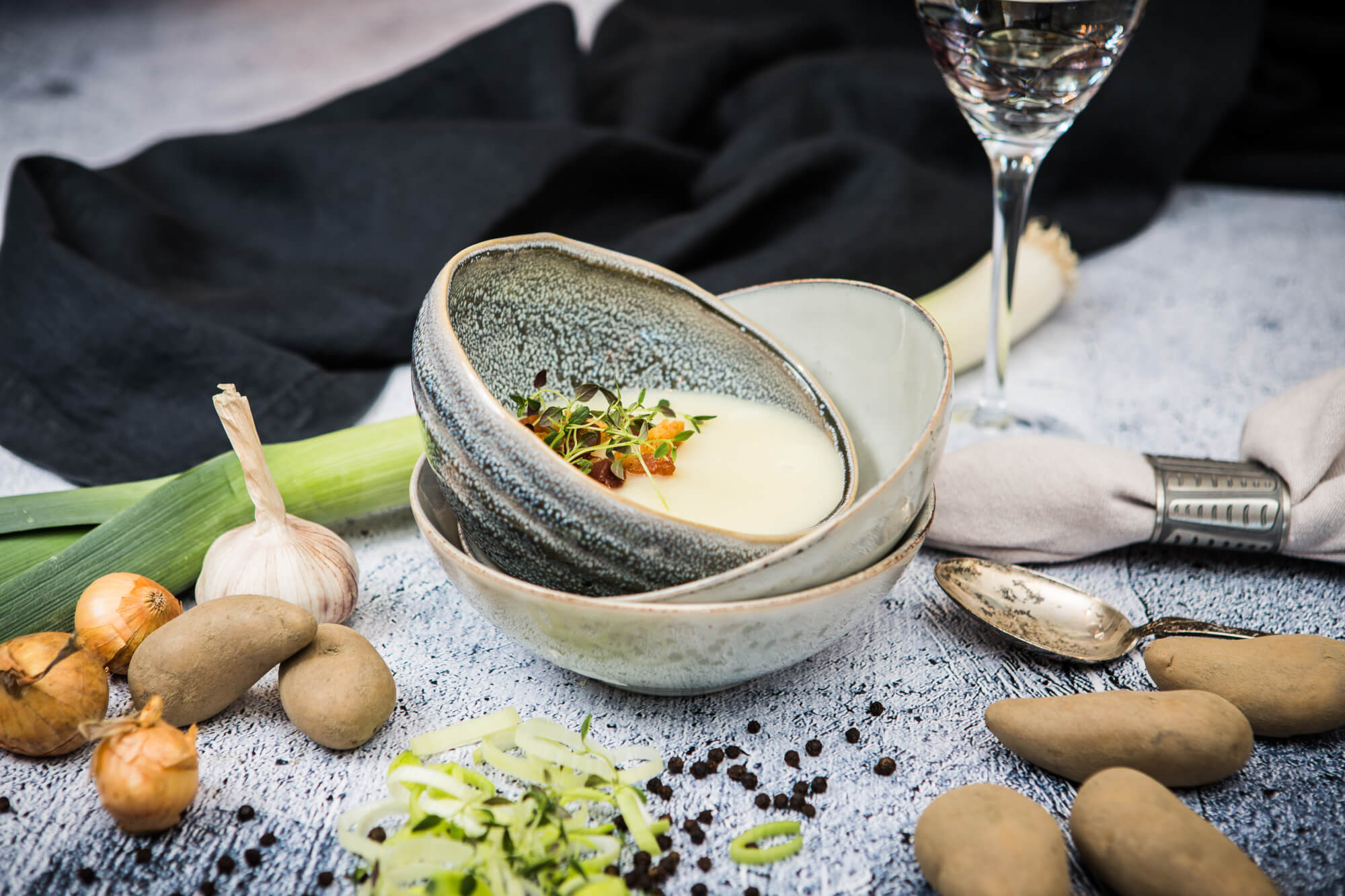 Potet- og purreløksuppe